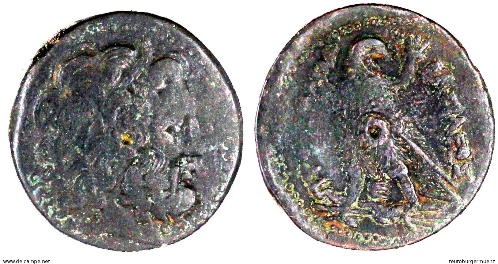 AE Hemidrachme 38 Mm 246/221 V.Chr. Zeuskopf R./Adler Auf Blitzbündel L., Kopf R. Gewandt, Auf Schulter Füllhorn Mit Dre - Griechische Münzen