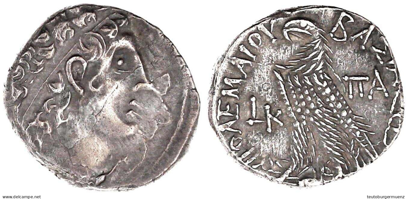 Tetradrachme Jahr 20 = 61 V. Chr. Paphos. Kopf Des Ptolemaios R./ΠΤΟΛΕΜΑΙΟΥ ΒΑΣΙΛΕΩΣ. Adler Auf Bltzbündel L. 14,00 G. V - Greek