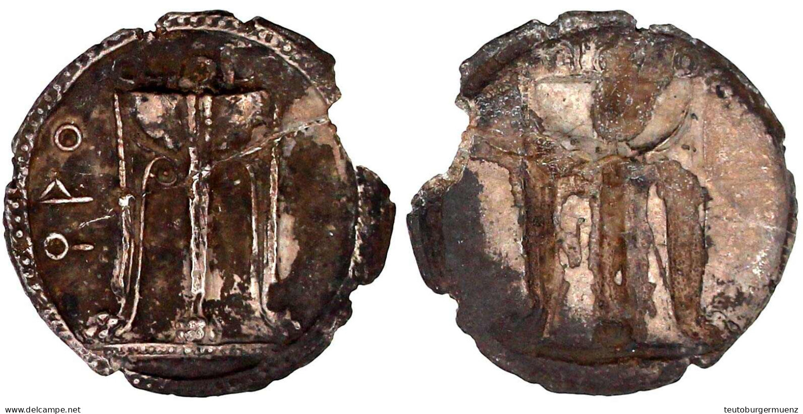 Stater 440/420 V.Chr. Dreifuss Mit Löwenfüßen/Inkusum. 7,52 G. Sehr Schön, Kl. Randausbruch, Langer Kratzer. SNG ANS 316 - Greek