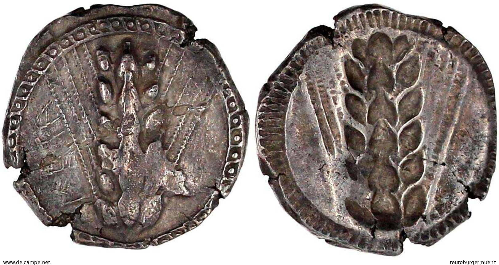 Stater 540/510 V. Chr. META Und Ähre/Inkusum. 7,90 G. Kratzer, Schrötlingsrisse Am Rand. Noe 78. - Griechische Münzen