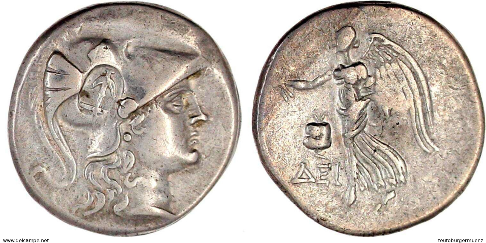 Tetradrachme 205/100 V. Chr. Kopf Der Athena Mit Korinthischem Helm R., Seleukidischer Gegenstempel Anker/ΔEI. Nike Geht - Grecques