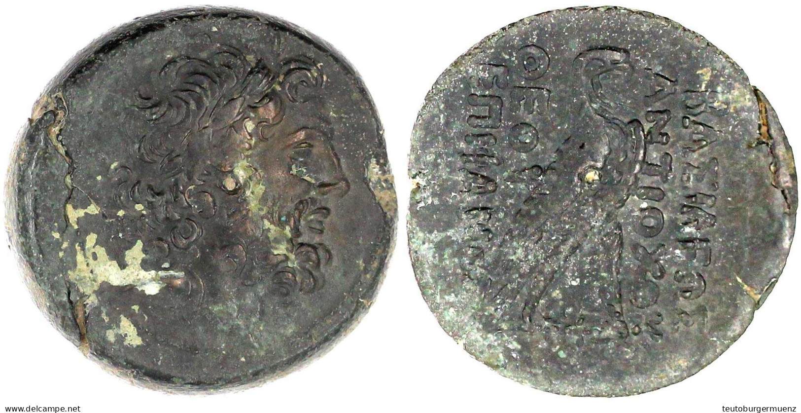 AE Hemidrachme 169/168 V. Chr. Nach ägyptischem Vorbild. Kopf Des Zeus R./Adler Auf Blitzbündel R. 38,78 G. Sehr Schön/v - Greek