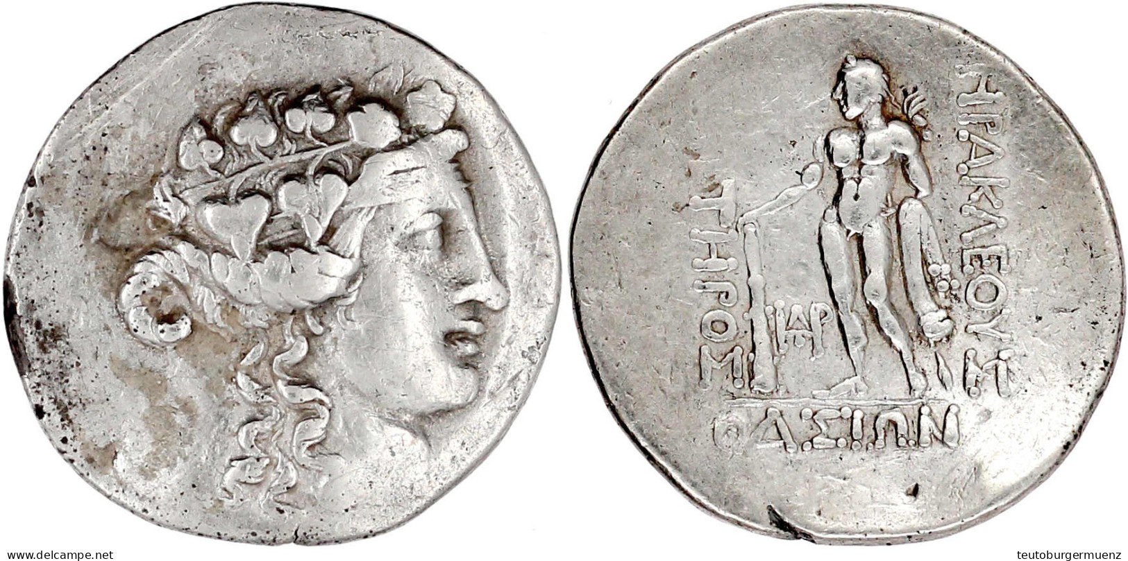 Tetradrachme 2. Jh. V. Chr. Dionysoskopf Mit Weinkranz N.r./Herakles Mit Keule Und Löwenfell Steht N.l. 16,59 G. Sehr Sc - Griechische Münzen