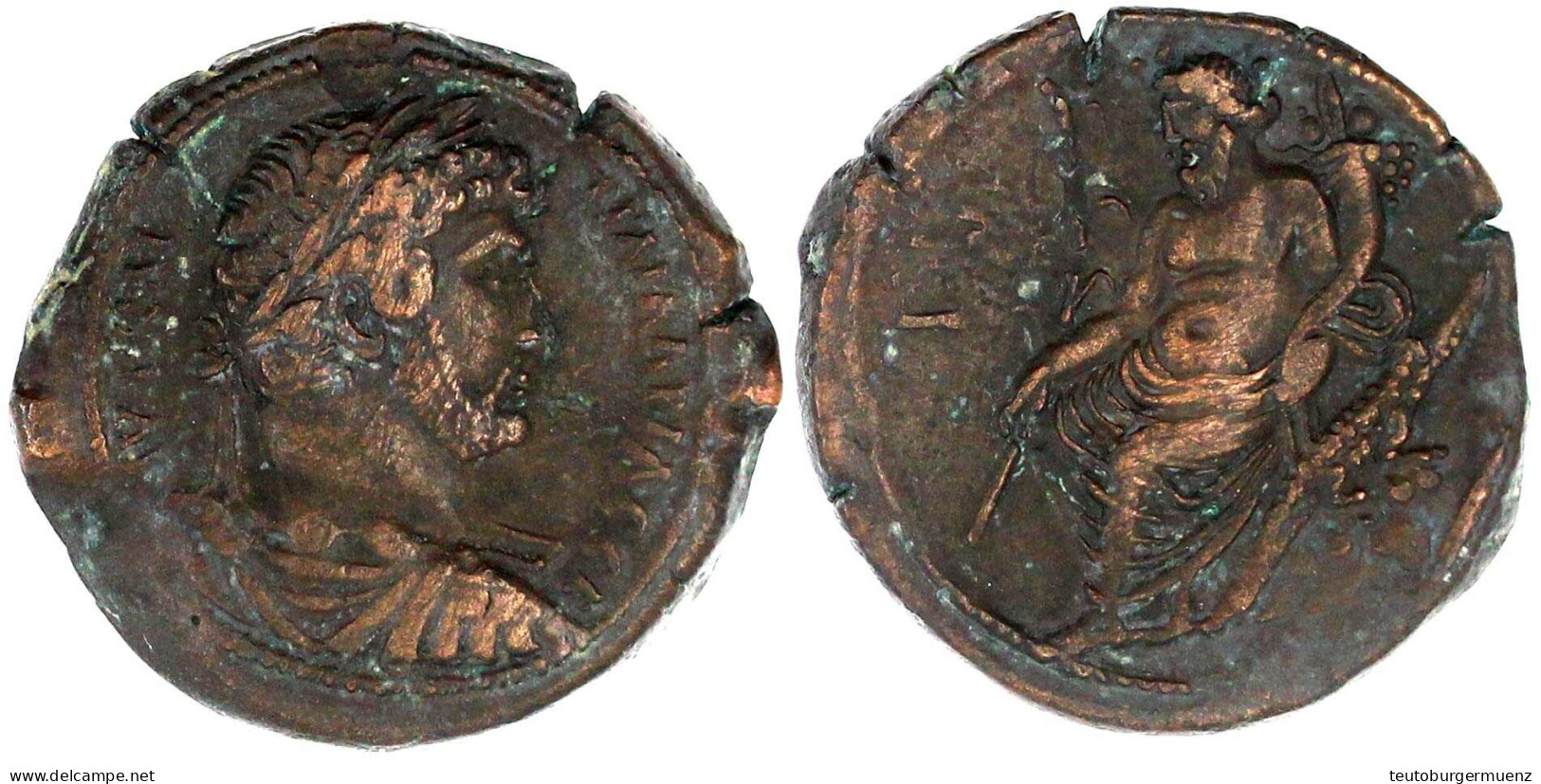 AE Drachme Jahr 16 = 132/133, Alexandria. Belorb., Drap. Brb. R./Nilus Thront L. 26,78 G. Sehr Schön, Kl. Schrötlingsfeh - Orientalische Münzen