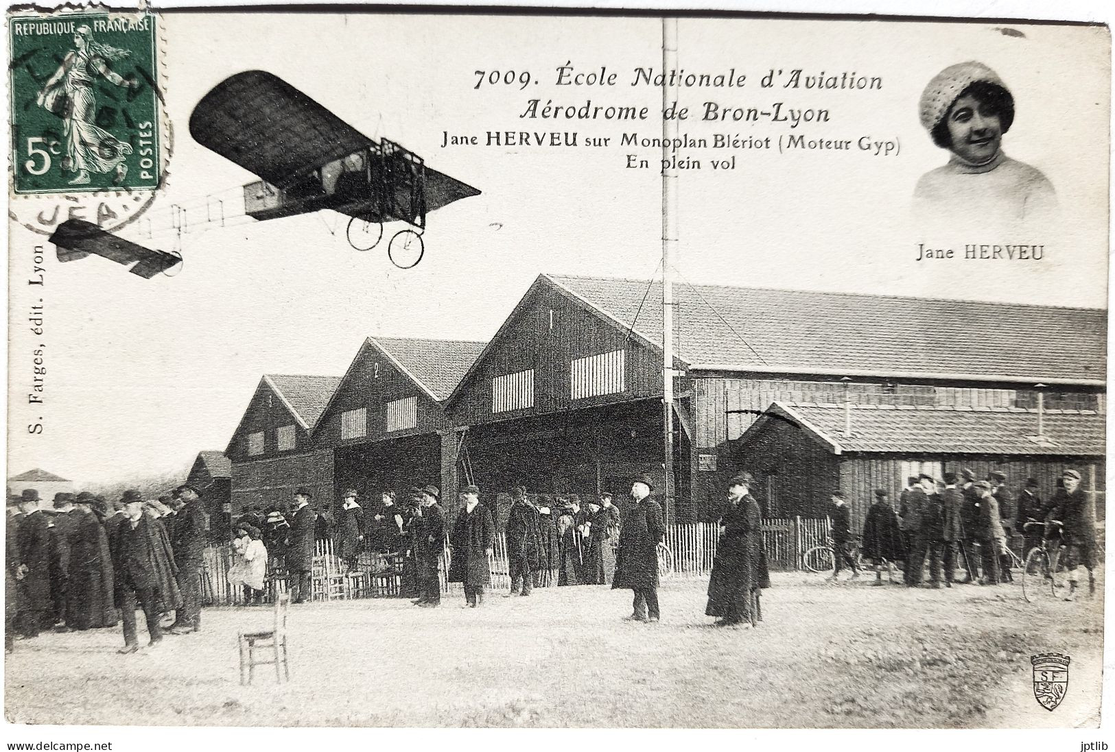 CPA Carte Postale / 69 Rhône, Bron / Farges - 7009 / École Nationale D'Aviation - Aérodrome De Bron-Lyon - Jane Herveu - Bron