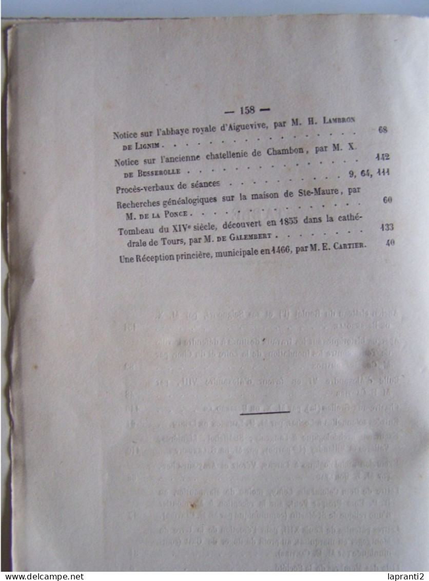 "MEMOIRES DE LA SOCIETE ARCHEOLOGIQUE DE TOURAINE". SAINT-FLOVIER, TOURS, VERNEUIL, LOCHES, LANGEAIS, LARCAY............ - Pays De Loire