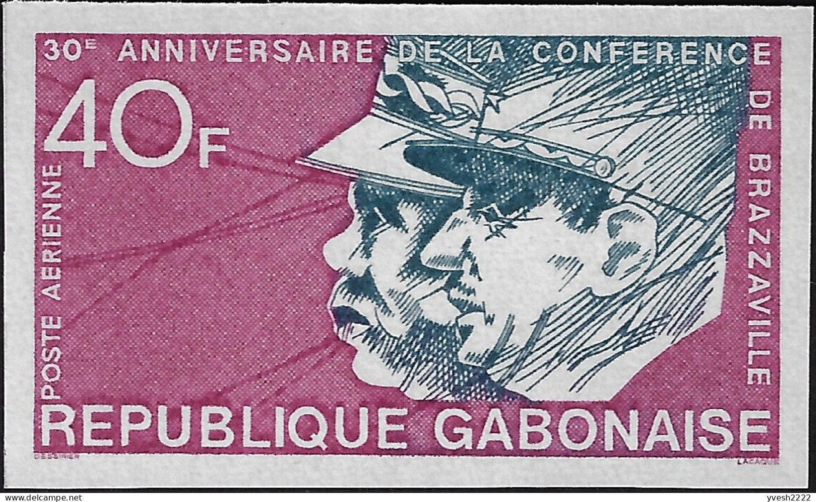 Gabon 1974 Y&T PA 145 Non Dentelé. Charles De Gaulle, Général De Brigade à Titre Temporaire - De Gaulle (Général)