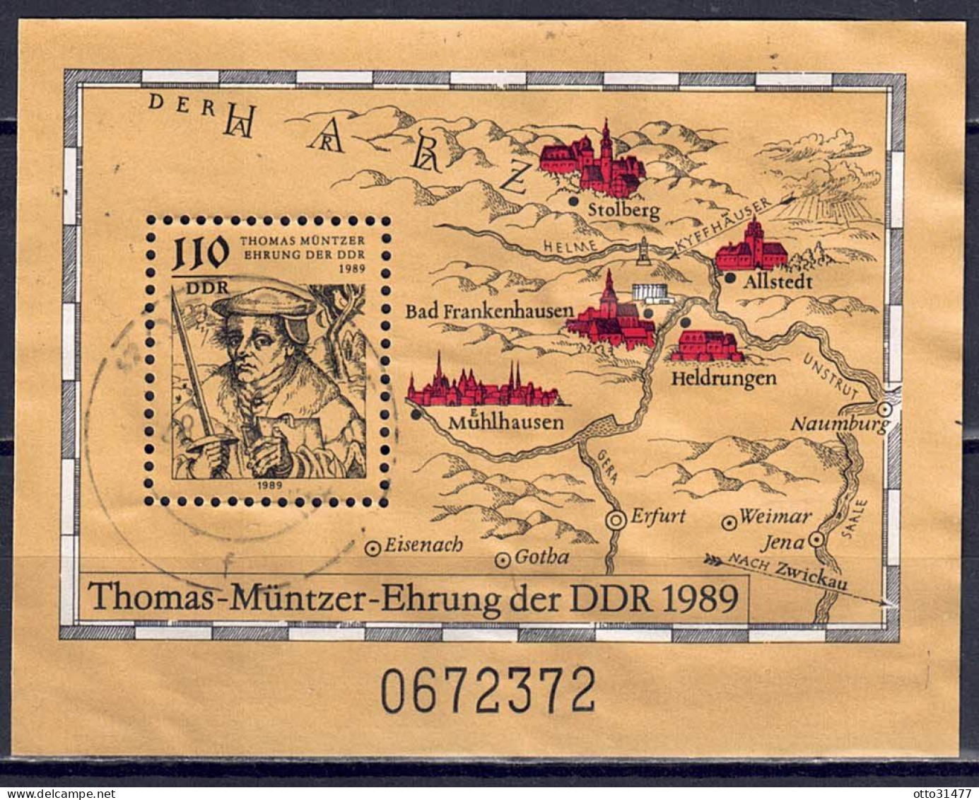 DDR 1989 - Thomas Müntzer, Block 97, Gestempelt / Used - 1981-1990