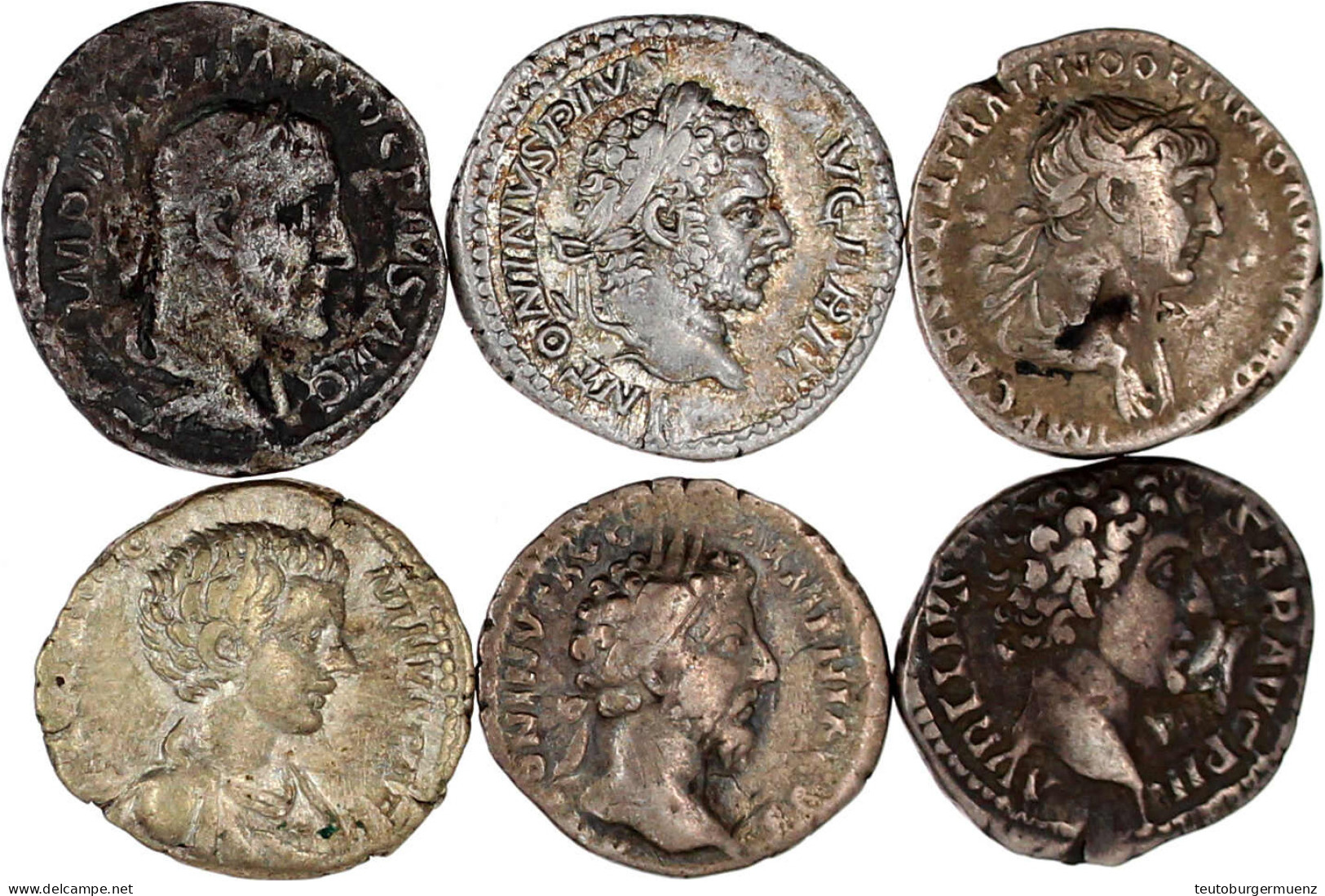 6 Denare: Trajan, Marc Aurel (mit Und Ohne Lorbeerkranz), Caracalla, Geta, Maximinus Thrax. Meist Sehr Schön - Andere & Zonder Classificatie