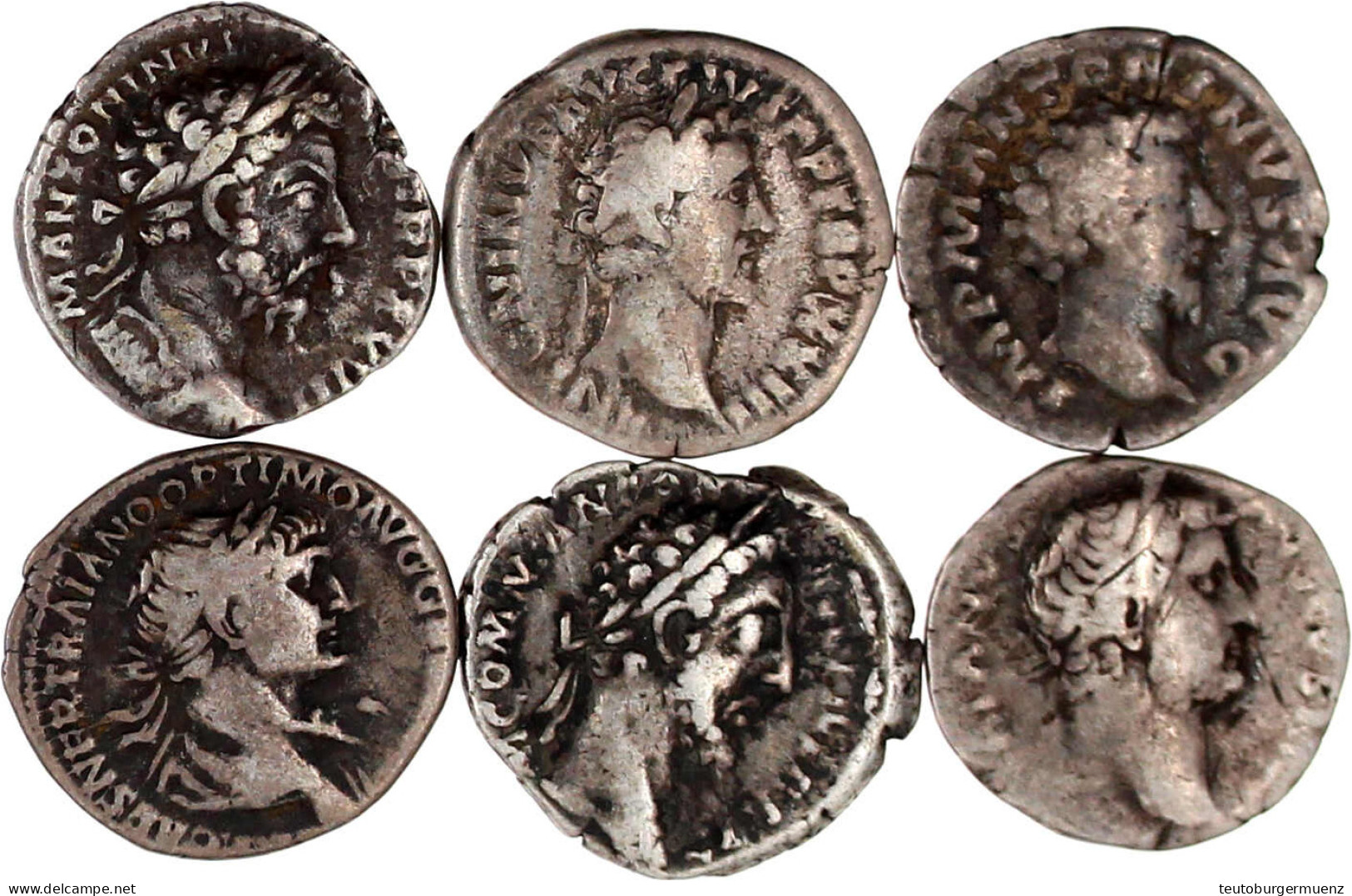 6 Denare Der Adoptivkaiser: Trajan, Hadrian, Antoninus Pius, Marc Aurel (mit Und Ohne Lorbeerkranz), Commodus. Schön Bis - Other & Unclassified