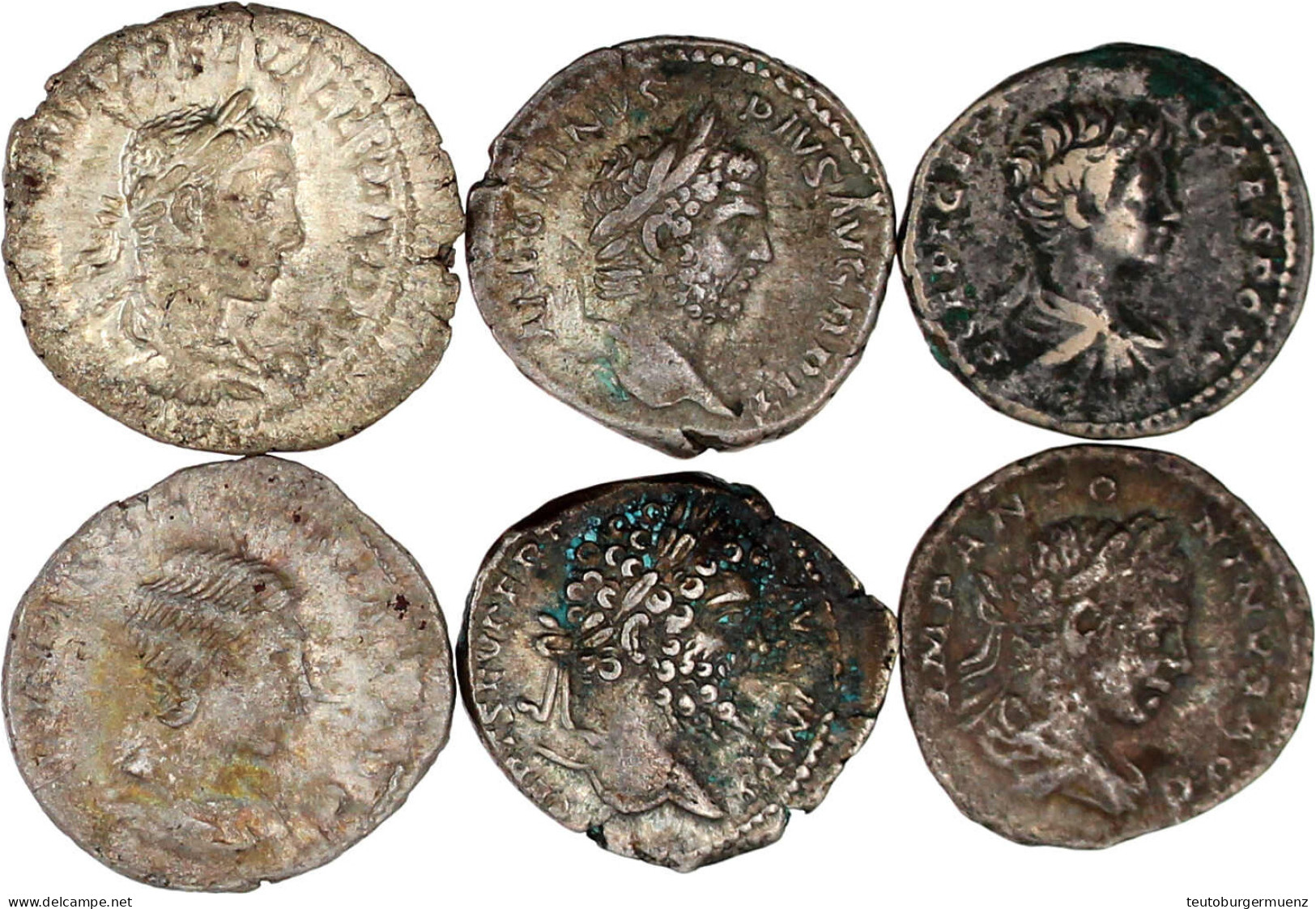 6 Denare Der Severer: Septimius Severus, Julia Soemias, Caracalla, Geta, Elagabal, Severus Alexander. Sehr Schön Und Bes - Other & Unclassified