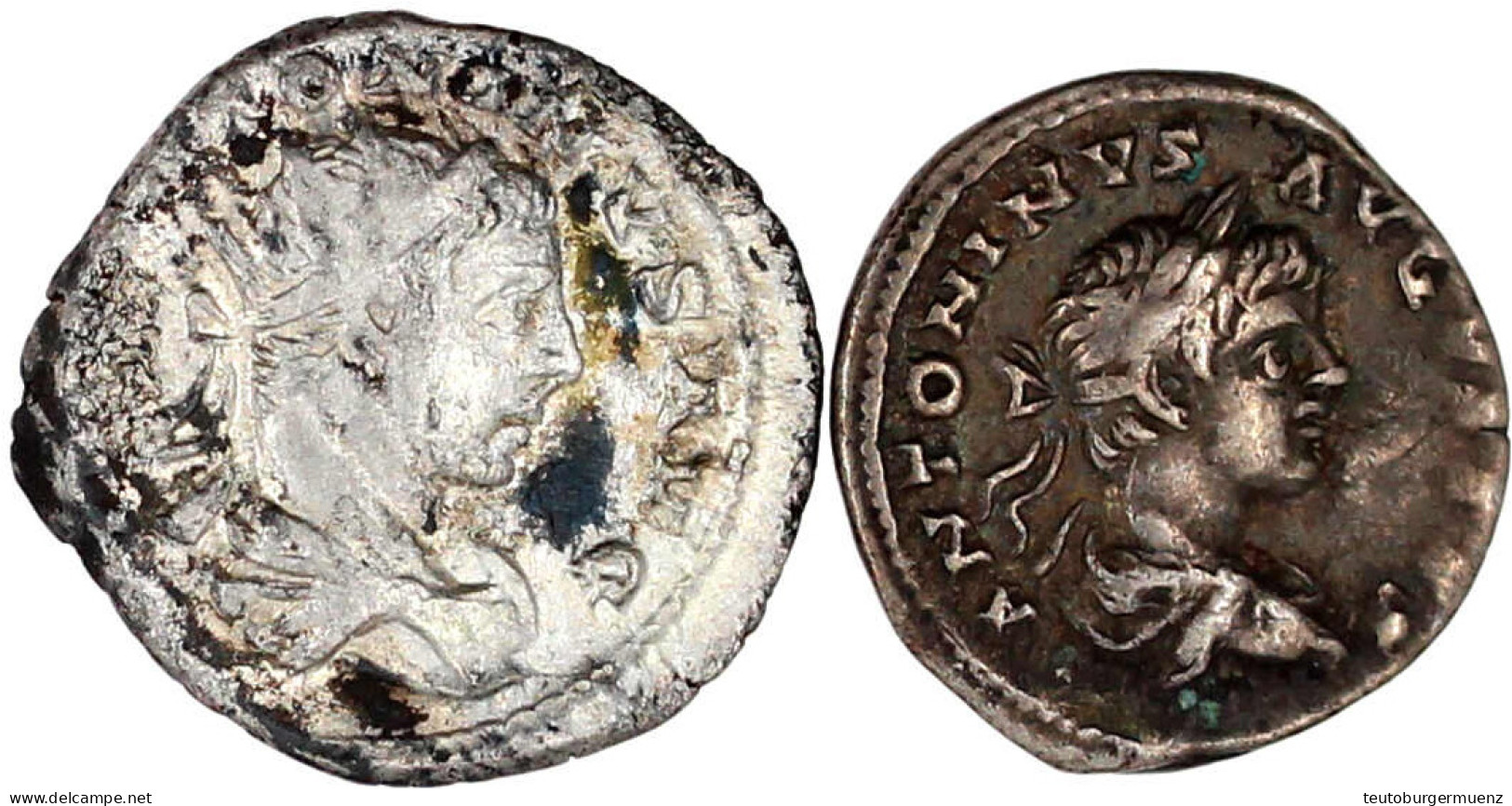 2 Stück: Caracalla Denar (Salus, Laodicea Ad Mare) Und Elagabal Antoninian (Fortuna). Beide Sehr Schön - Other & Unclassified
