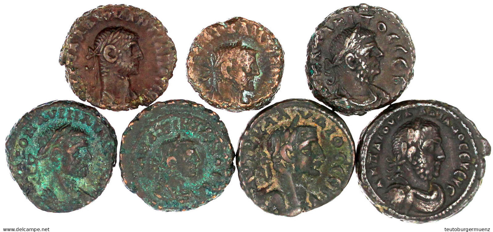 Alexandria In Ägypten: 7 AE Tetradrachmen Des 3. Jh. Claudius Goticus, Gallienus, Tacitus, Aurelian, Maximian (2 X), Dio - Other & Unclassified