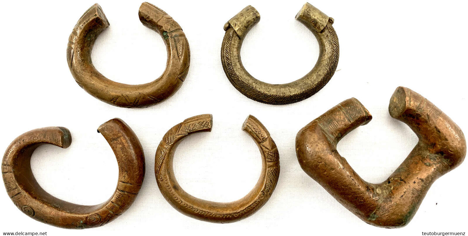 5 Bronzemanillen Aus Westafrika - Altri & Non Classificati
