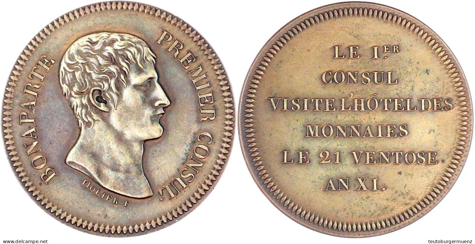 Probe In Bronze (5 Francs) AN 10 1(1801). Auf Den Münzbesuch. Posthume Prägung. 38 Mm. Vorzüglich, Sehr Selten. Gadoury  - Altri & Non Classificati