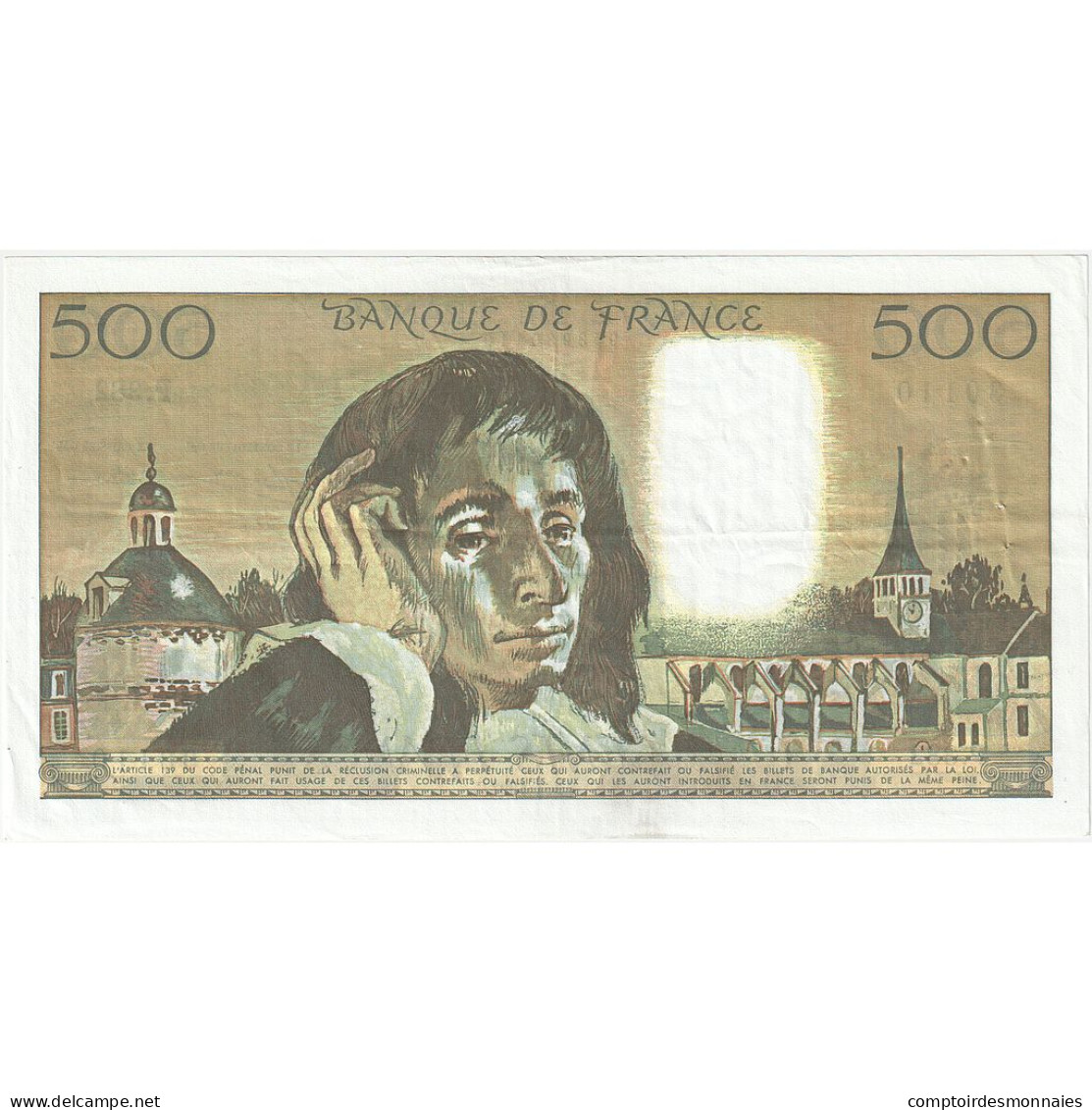France, 500 Francs, Pascal, 1992, P.382, TTB+, Fayette:71.49, KM:156i - 500 F 1968-1993 ''Pascal''