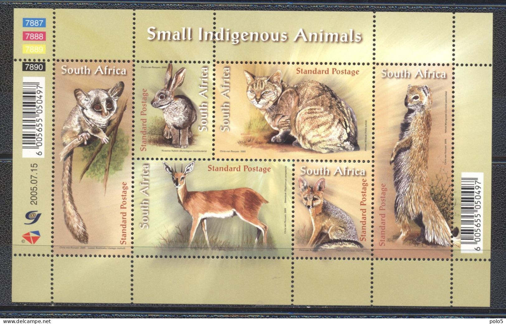 RSA 2005- Small Indeginous Animals M/Sheet - Unused Stamps