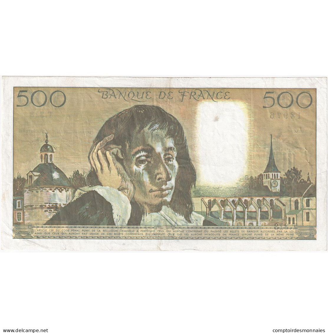 France, 500 Francs, Pascal, 1990, T.313, TTB+, Fayette:71.48, KM:156h - 500 F 1968-1993 ''Pascal''