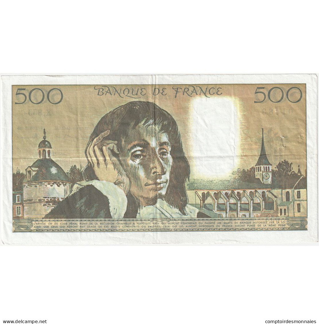 France, 500 Francs, Pascal, 1991, X.355, TTB, Fayette:71.48, KM:156i - 500 F 1968-1993 ''Pascal''
