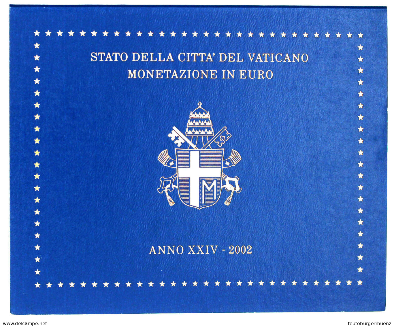 Offizieller Kursmünzensatz 2002. 1 Cent Bis 2 Euro. Im Blauen Originalblister (Rückseite Leicht Fleckig). Stempelglanz - Vatican