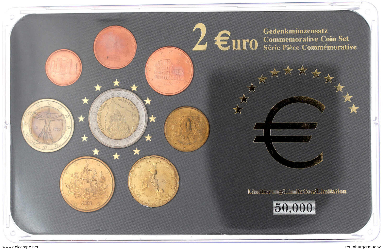 Gedenkmünzensatz Vatikan/Italien Mit 2 Euro Gedenkmünze Vatikan 2004, 75 Jahre Gründung Des Staates Vatikanstadt Und Ita - Vatican