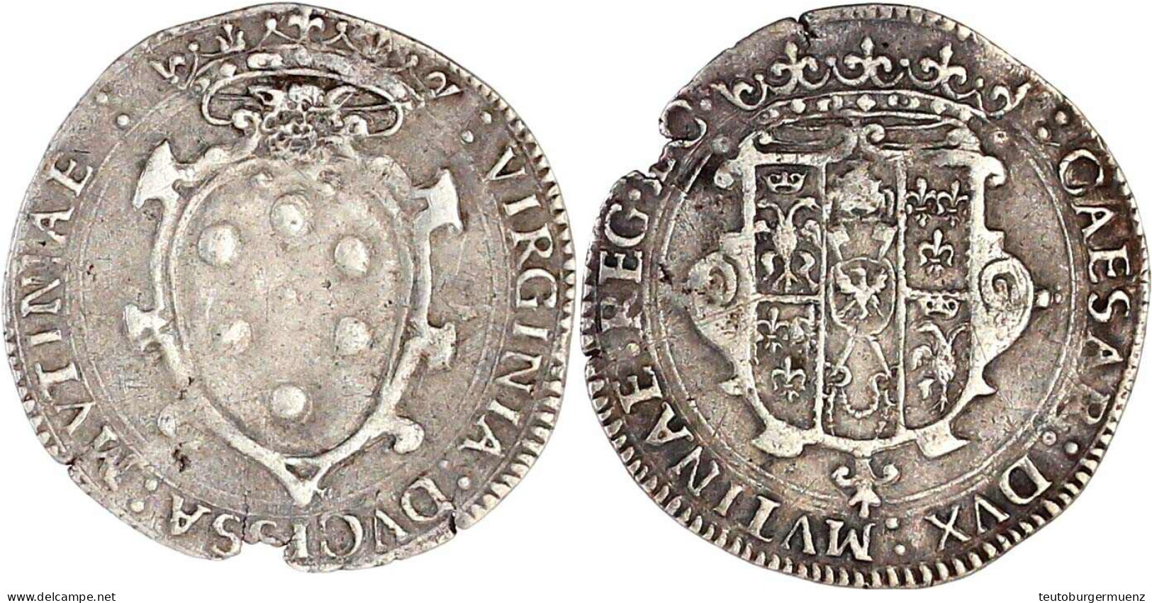 Giulio O.J. (1598/1615) Gemeinsam Mit Virginia De Medici. 2,99 G. Sehr Schön, Schrötlingsriß Am Rand. CNI 10. - Lombardo-Veneto