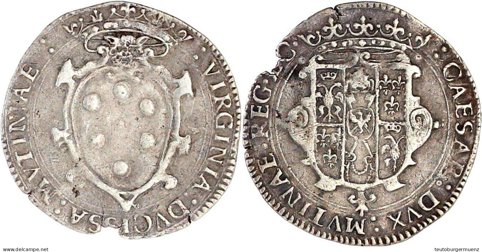 Giulio O.J. (1598/1615) Gemeinsam Mit Virginia De Medici. 2,99 G. Sehr Schön, Schrötlingsriß Am Rand. CNI 10. - Lombardije-Venetië