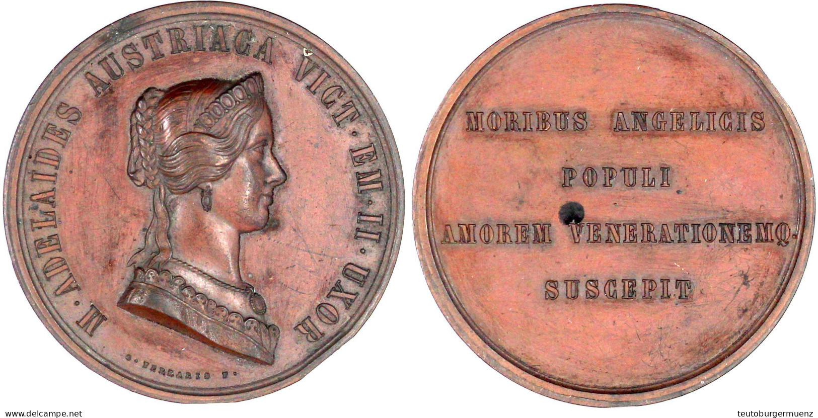 Bronzemedaille O.J. (1855), Von G. Ferraris. Auf Seine Gemahlin Adelheid Von Österreich, Tochter Von Erzherzog Rainer, V - Italian Piedmont-Sardinia-Savoie