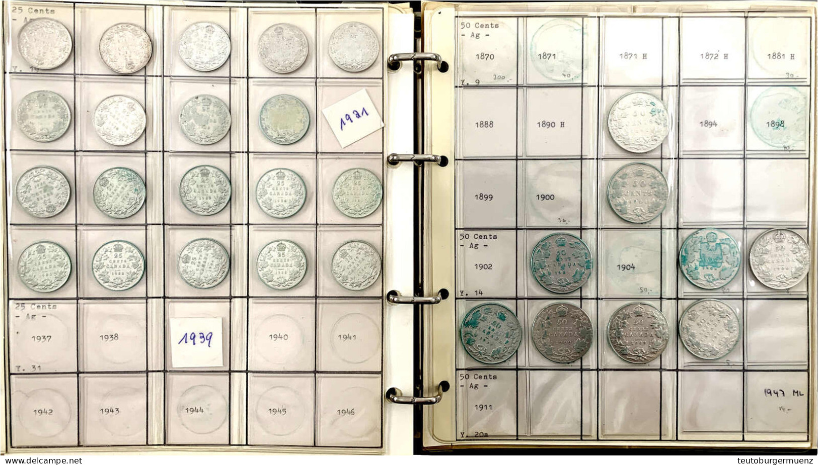 Interessante Sammlung Im Album. 146 Münzen Aus 1858 Bis 1939. 41 X 5 Cents Silber, 14 X 5 Cents Nickel, 32 X 10 Cents Si - Canada