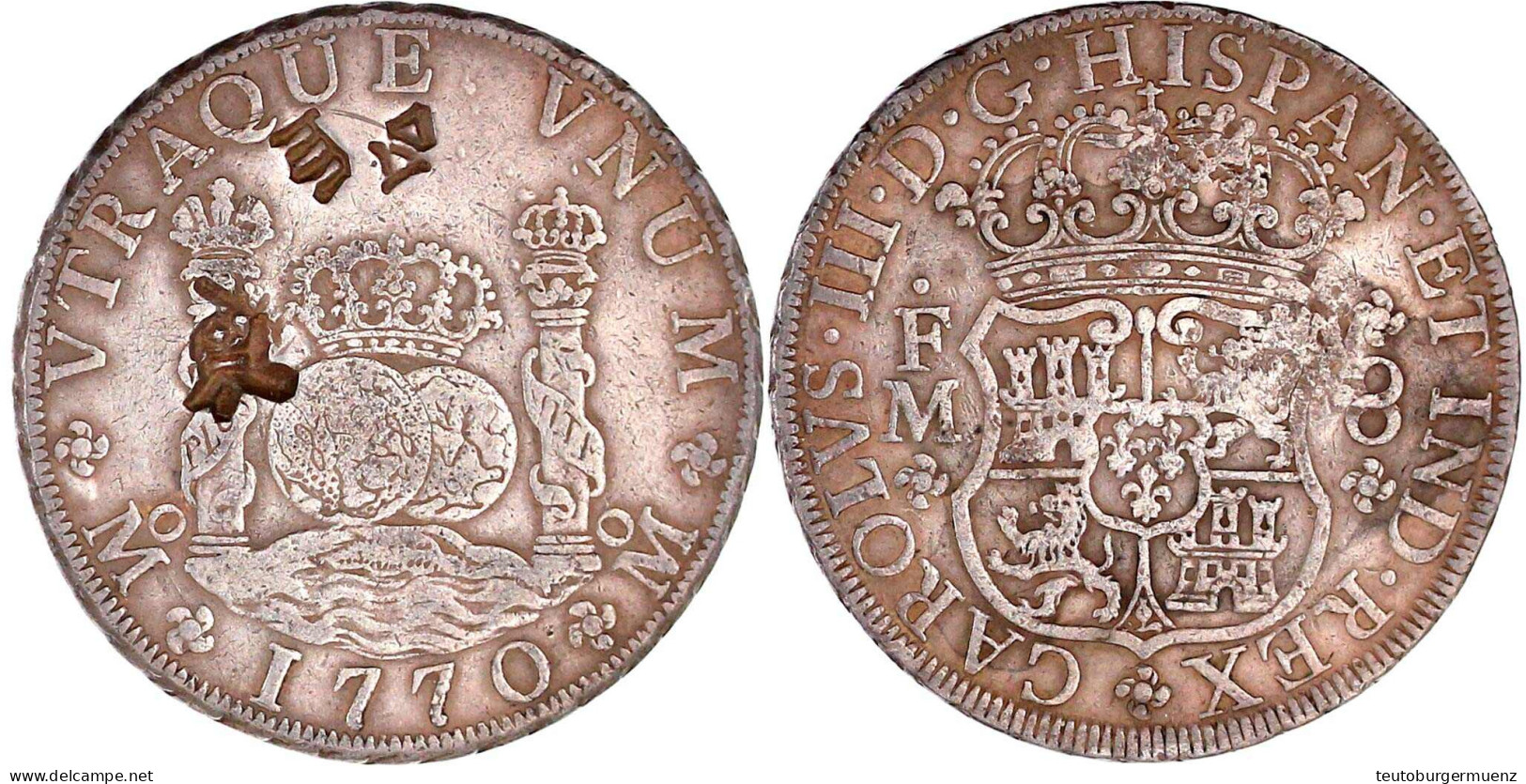 8 Reales 1770 Mo-MF, Mexiko City. Sehr Schön, Chinesische Chopmarks. Krause/Mishler 105. - México