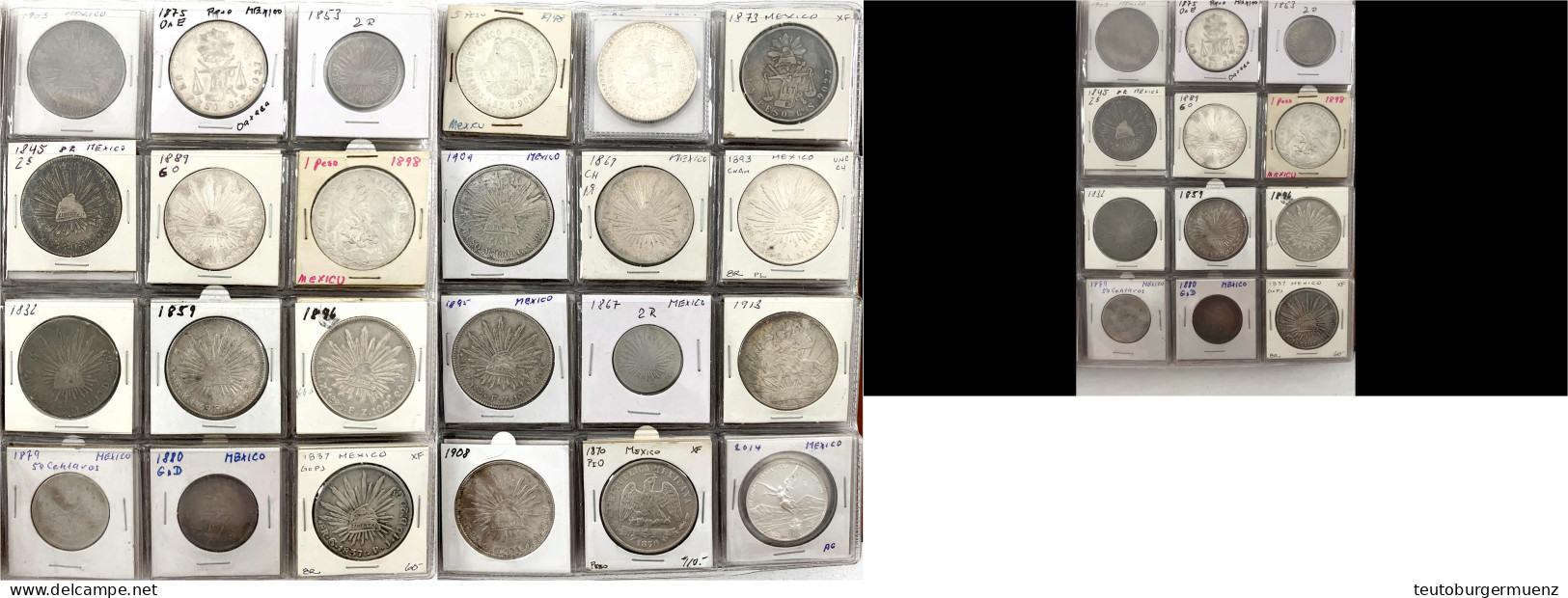Tolle Sammlung Im Album. 103 Münzen Des 18. Bis 20. Jh. Viel Silber. 25 X Peso/8 Reales (u.a. Kaiser Maximilian), Eine B - México