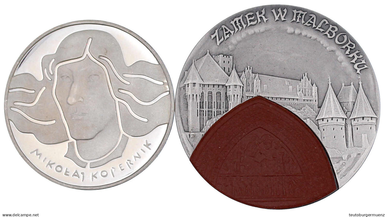 2 Stück: 100 Zlot. 1973 Kopernikus PP Und 20 Zlot. 2002 Malborku Mit Brauner Porzellaneinlage (St, Mattiert) - Poland