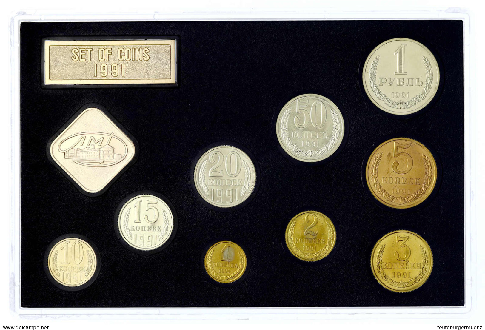 Offizieller Kursmünzensatz 1991 Von 1 Kopeke Bis 1 Rubel. Im Original Blister. BU - Russia