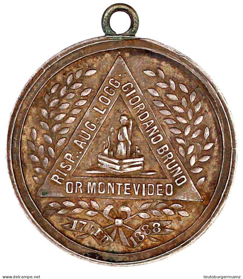 Tragbare Einseitige Silbermedaille 1888. Freimaurer-Loge Giordano Bruno In Montevideo. 34 Mm; 12,43 G. Sehr Schön/vorzüg - Uruguay