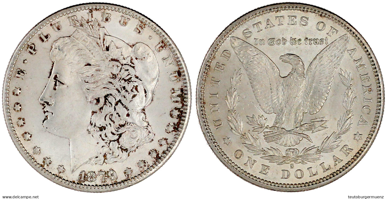 Morgandollar 1879 S, San Francisco. Reverse Of 1878. Prägefrisch. Krause/Mishler 110. - Sonstige & Ohne Zuordnung