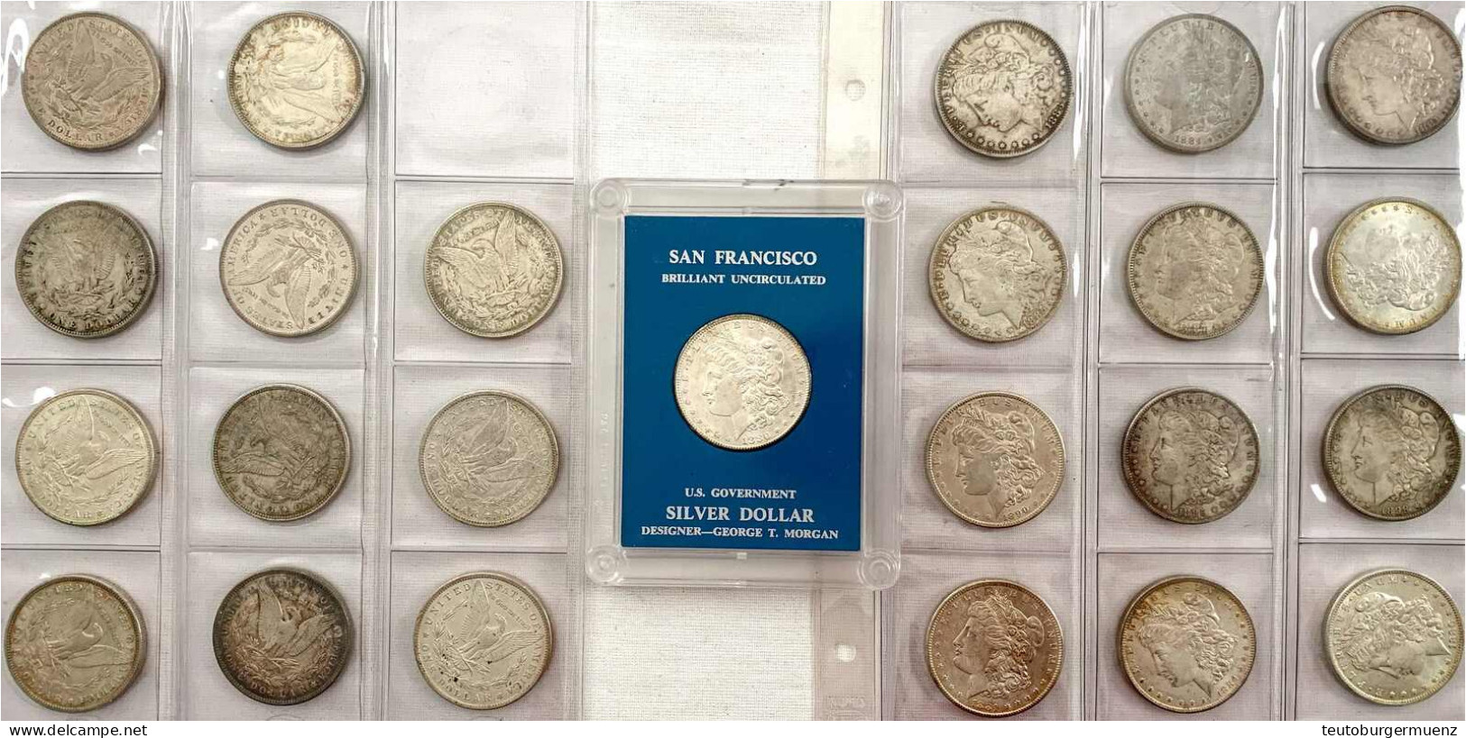 24 Morgan-Silberdollars Ab 1879 Bis 1890. Nur Ausgesuchte, Gute Qualitäten. 1 X Im US-Blister. Unbedingt Besichtigen. Vo - Autres & Non Classés