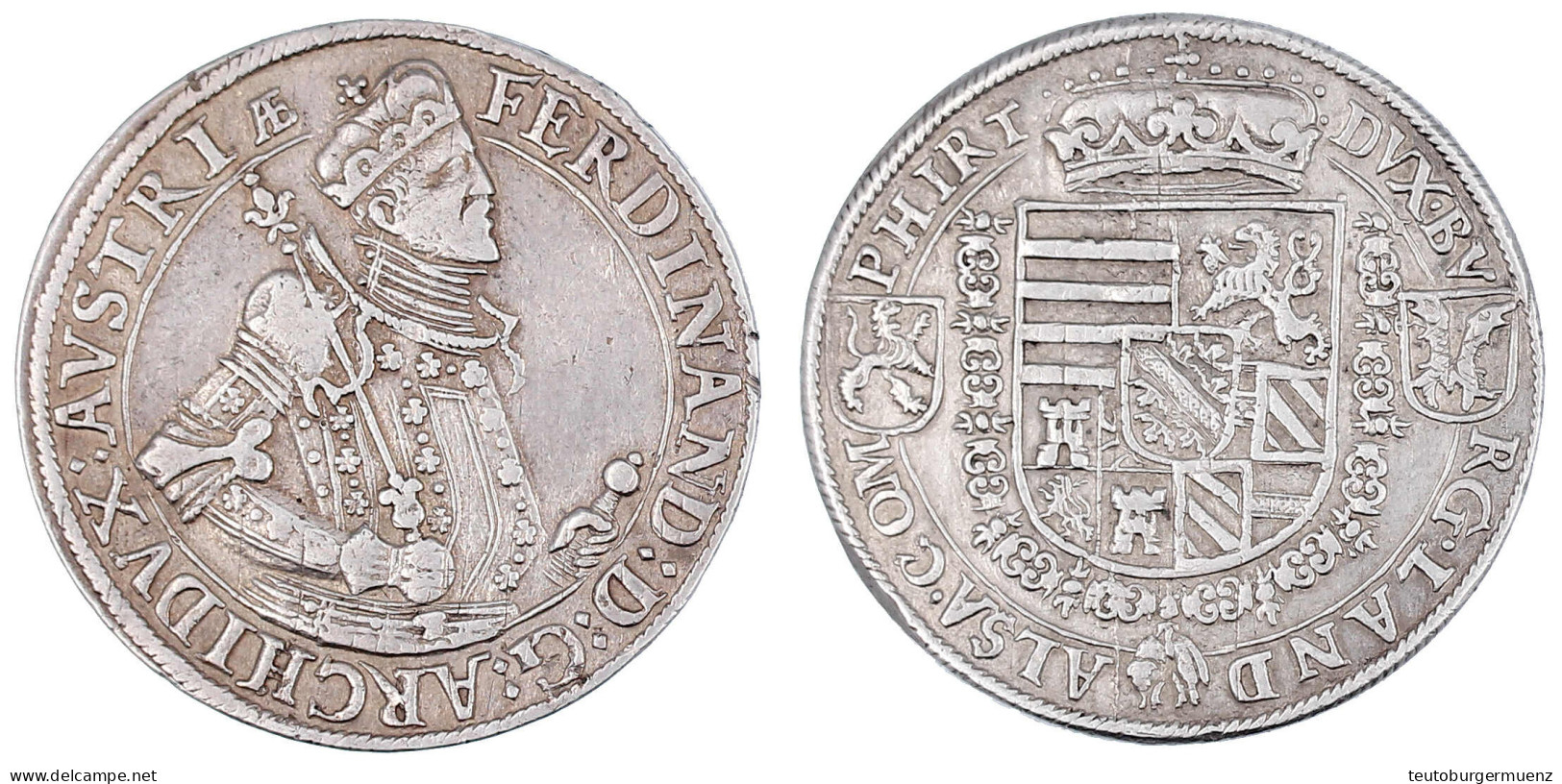 Reichstaler O.J. Ensisheim. Harnisch Mit 3 Reihen Blümchen Verziert, Zepter Zeigt Zw. R Und I. 27,87 G. Sehr Schön. Vogl - Gold Coins