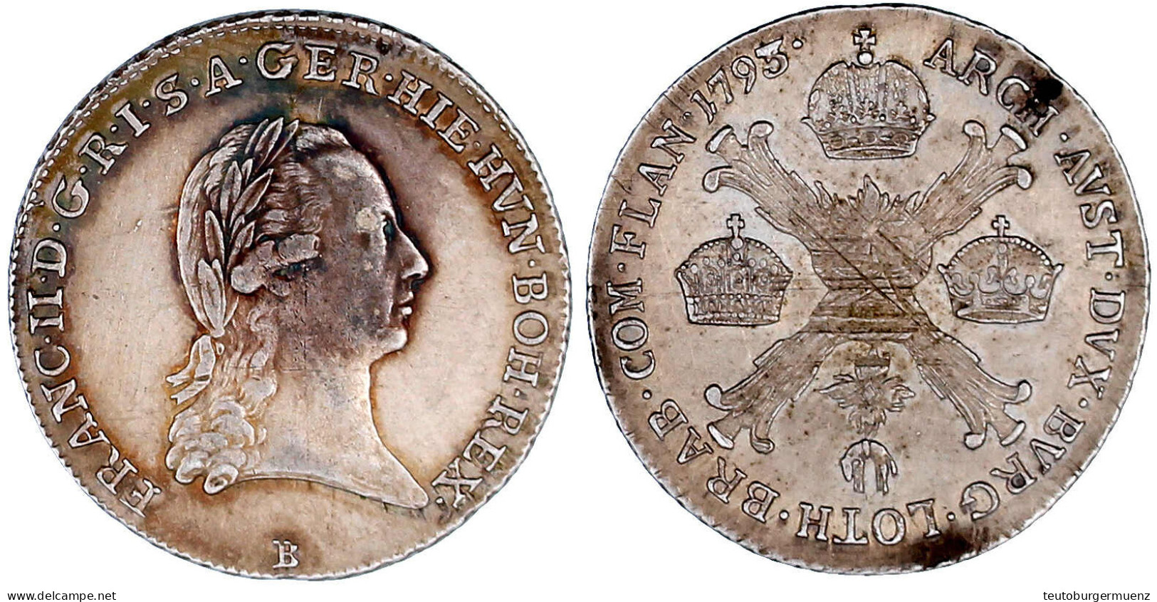 1/4 Kronentaler 1793 B, Kremnitz. Gutes Sehr Schön, Min. Justiert. Herinek 522. - Goldmünzen