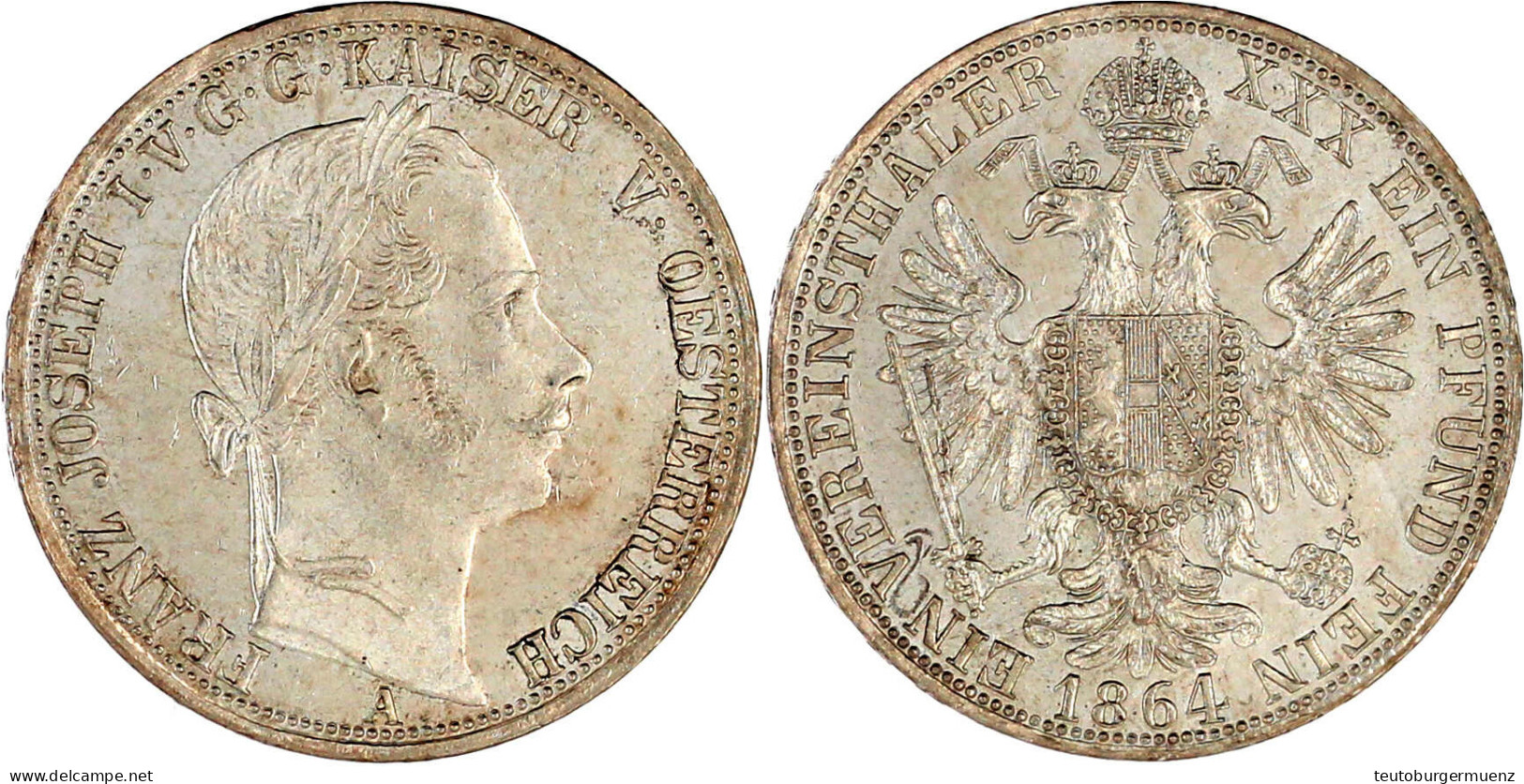 Vereinstaler 1864 A. Vorzüglich/Stempelglanz Aus Erstabschlag. Herinek 450. - Goldmünzen