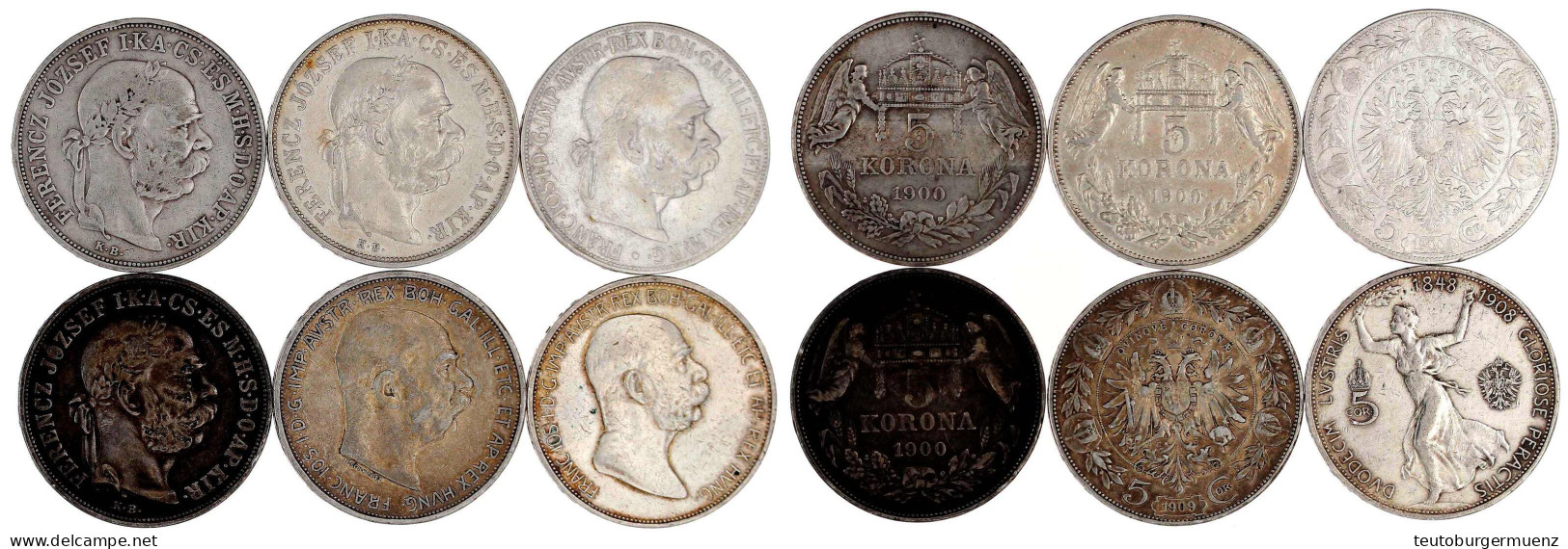 6 X 5 Kronen Aus 1900 Bis 1909, Dabei Auch Regierungsjub. 1908. Meist Sehr Schön - Gouden Munten