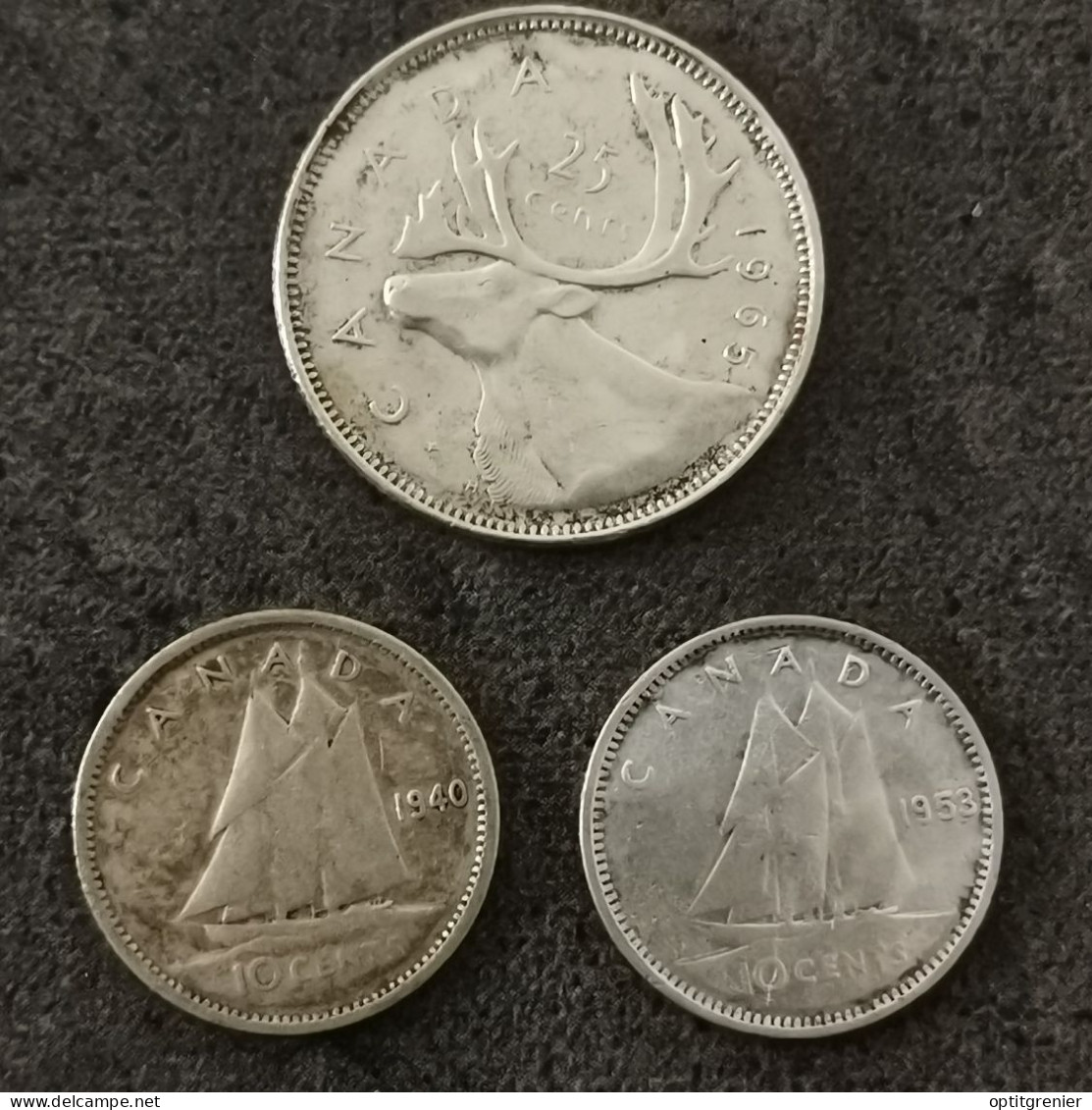 LOT 3 * MONNAIES ARGENT CANADA 25 Cents 1965 10 Cents 1940 1953 (référence Lot N°26) / SILVER - Canada