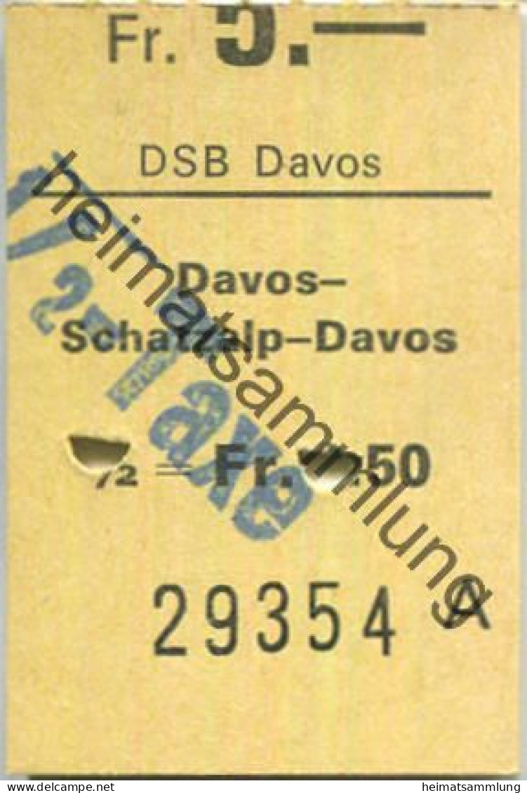 Schweiz - DSB Davos - Davos-Schatzalp-Davos - 1/2 Taxe Fahrkarte - Europe