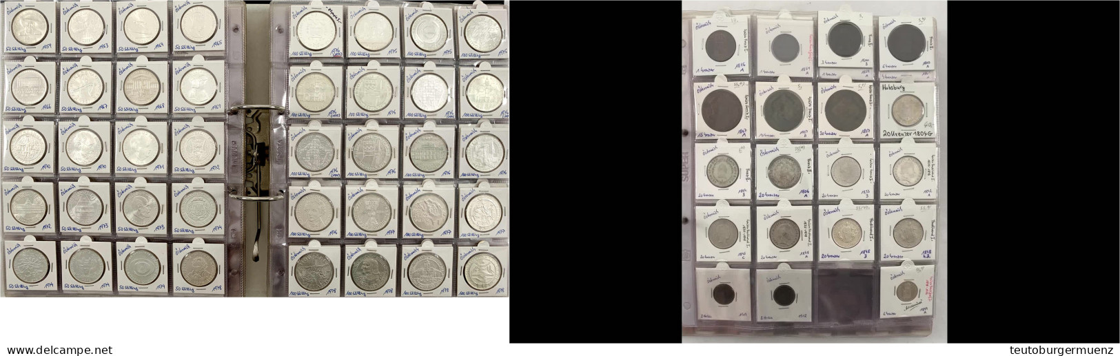 Album Mit über 340 Münzen Aus 1800 Bis 1997. Dabei Viele Silbermünzen U.a. Haus Habsburg, Ungarn, 1. Und 2. Republik, Et - Autriche