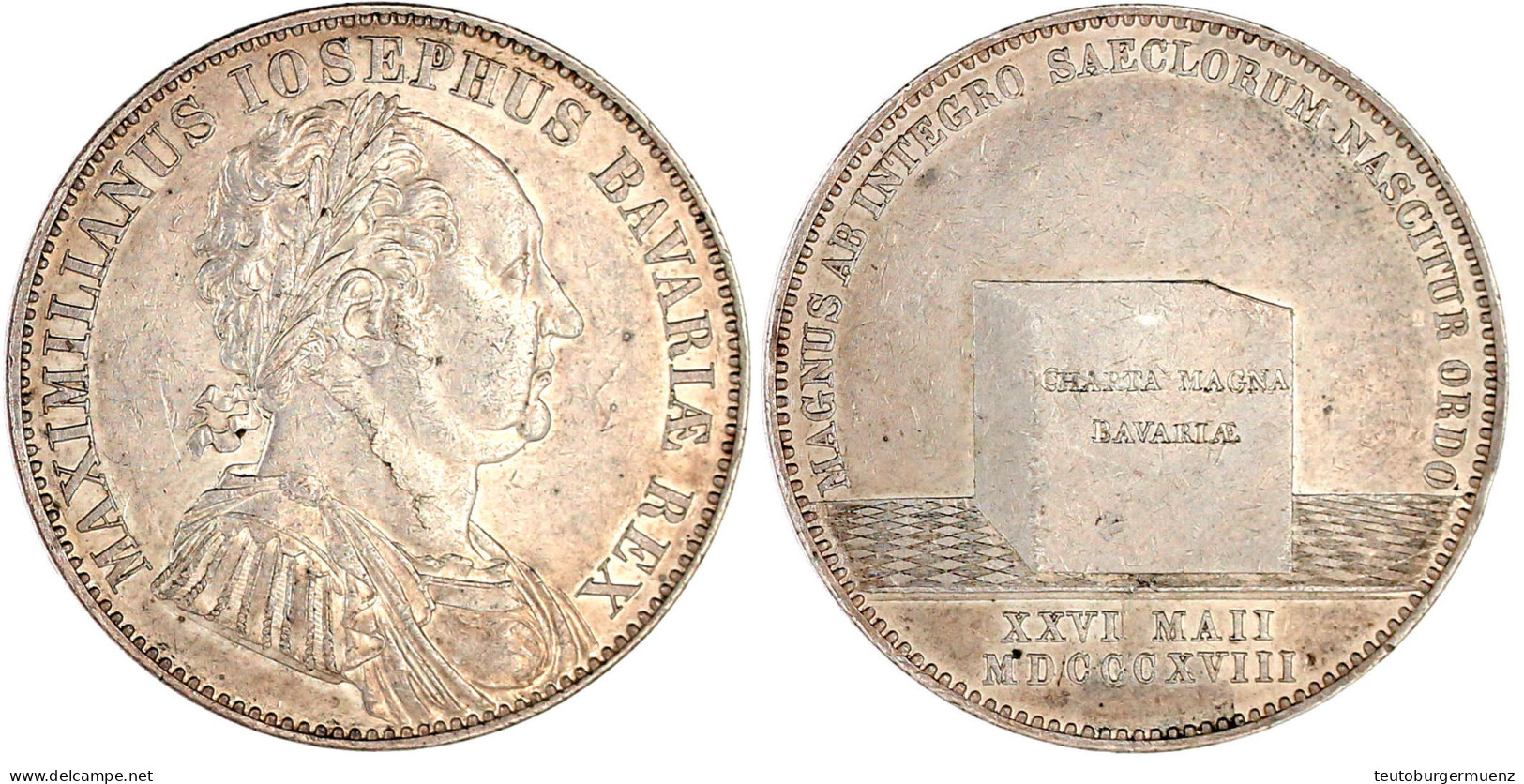 Konventionstaler PROBE 1818. Charta Magna Bavariae. Mit Glattem Rand. Sehr Schön/vorzüglich, Kratzer Und Berieben. Jaege - Gold Coins