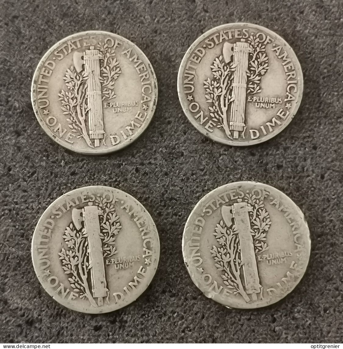 LOT 4 * MONNAIES ARGENT USA 1 MERCURY DIME 1936 1941 1943 1944 (réf Lot N°27) / SILVER - 1916-1945: Mercury