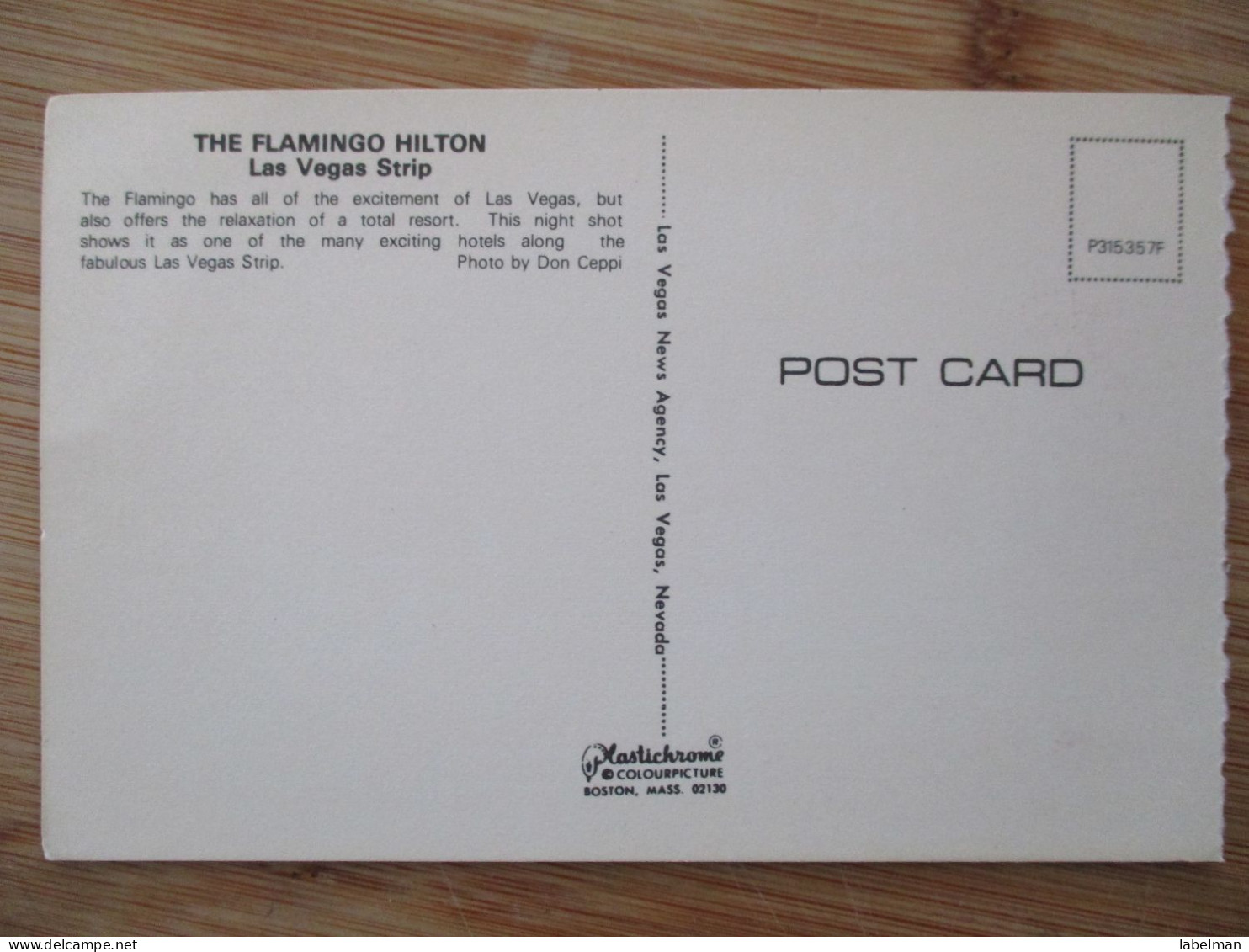 USA US NEVADA SINCITY LAS VEGAS FLAMINGO HILTON CASINO HOTEL POSTCARD CARTE POSTALE POSTKARTE CARTOLINA ANSICHTSKARTE - Las Vegas