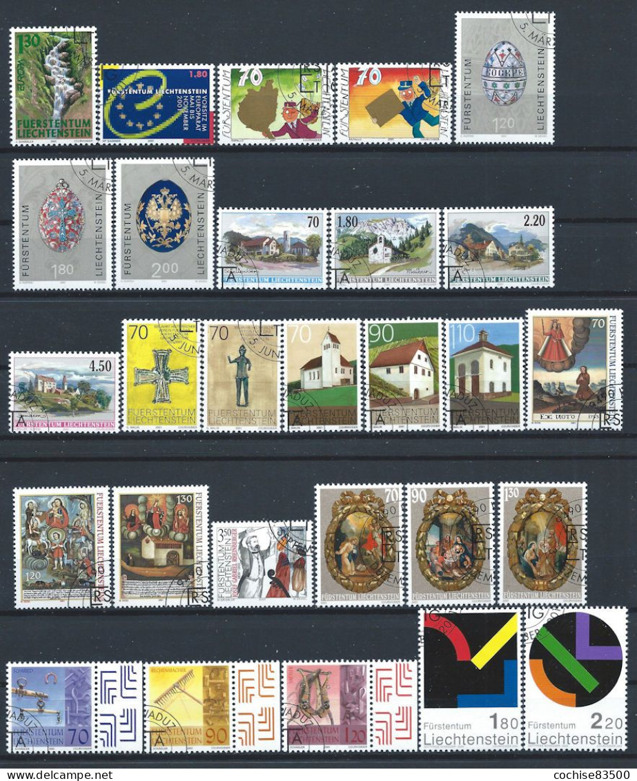 Liechtenstein Lot 28 Tp Obl (FU) Année 2001 - Annate Complete