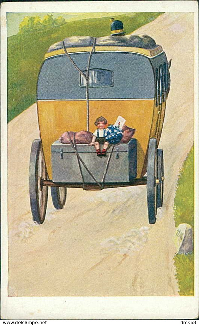 W.S.S.B. 1910s POSTCARD - CHILD SITTING BEHIND A CARRIAGE  WITH FLOWERS AND LETTER - N. 5989 (5447) - Feiertag, Karl