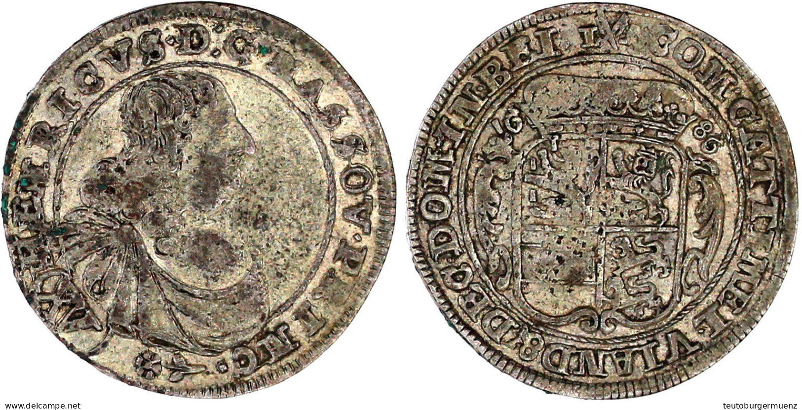 XV Kreuzer 1686 (bogig) IXA, Herborn. Brustb. N.r. Darunter Eine Blume Nach Links/Wappen. Umschrift Endet Mit BEI (Punkt - Gouden Munten