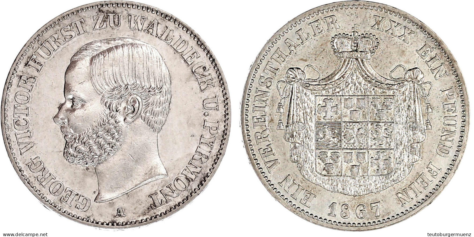 Vereinstaler 1867 A. Gutes Vorzüglich, Min. Berieben. Jaeger 45. Thun 410. AKS 45. - Pièces De Monnaie D'or